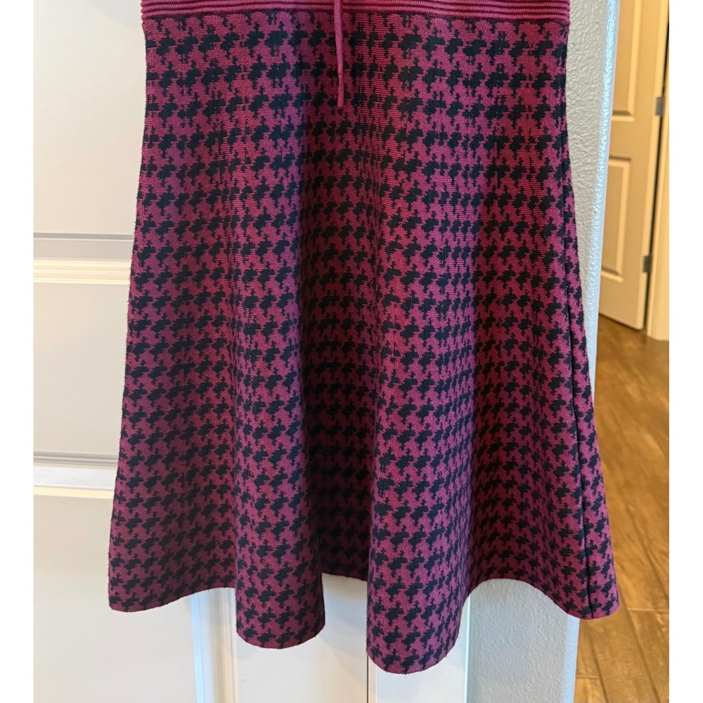 Candies Maroon/Black Juniors XL Y2K Fit and Flare Lace Up 3/4 Sleeve Knit Dress - Picture 3 of 7